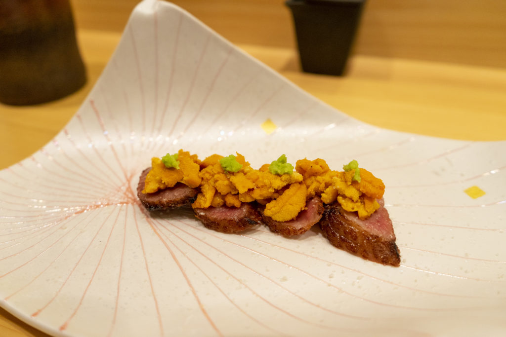 松阪牛の塩焼き～焼きうにを乗せて～